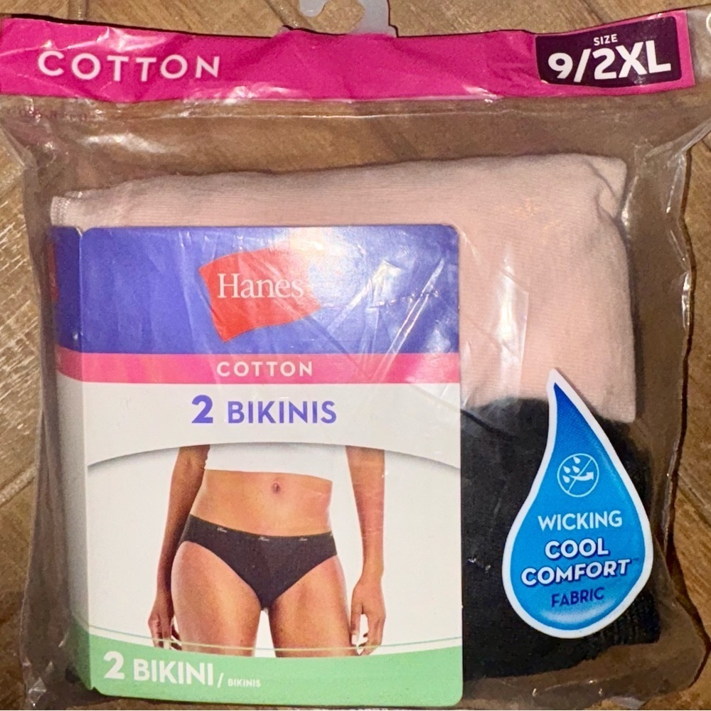 Hanes Ultra-Soft Waistband Bikini 2-Pack - Black and Pink